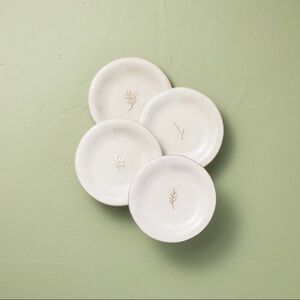 Set of 4 6.5" Stoneware Embossed Leaf Appetizer Plates Sour Cream -Hearth & Hand